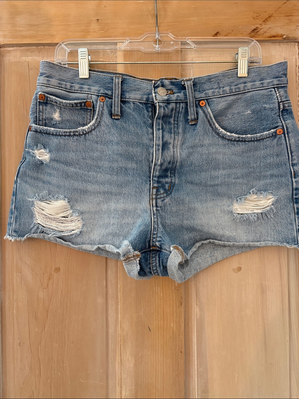 Madewell Distressed Denim Women’s Shorts - Light Blue
